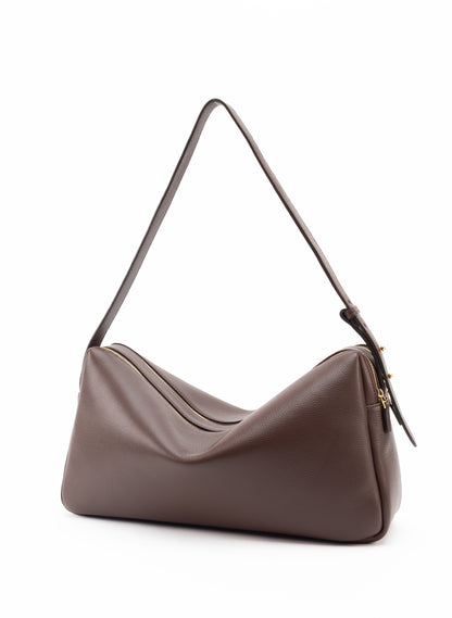 Trousse Large Pebbled Leather Dark Brown