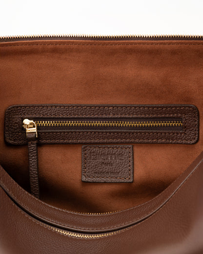 Trousse Large Pebbled Leather Dark Brown