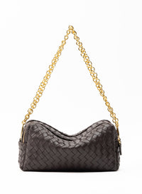 Trousse Chain Woven Leather Dark Brown