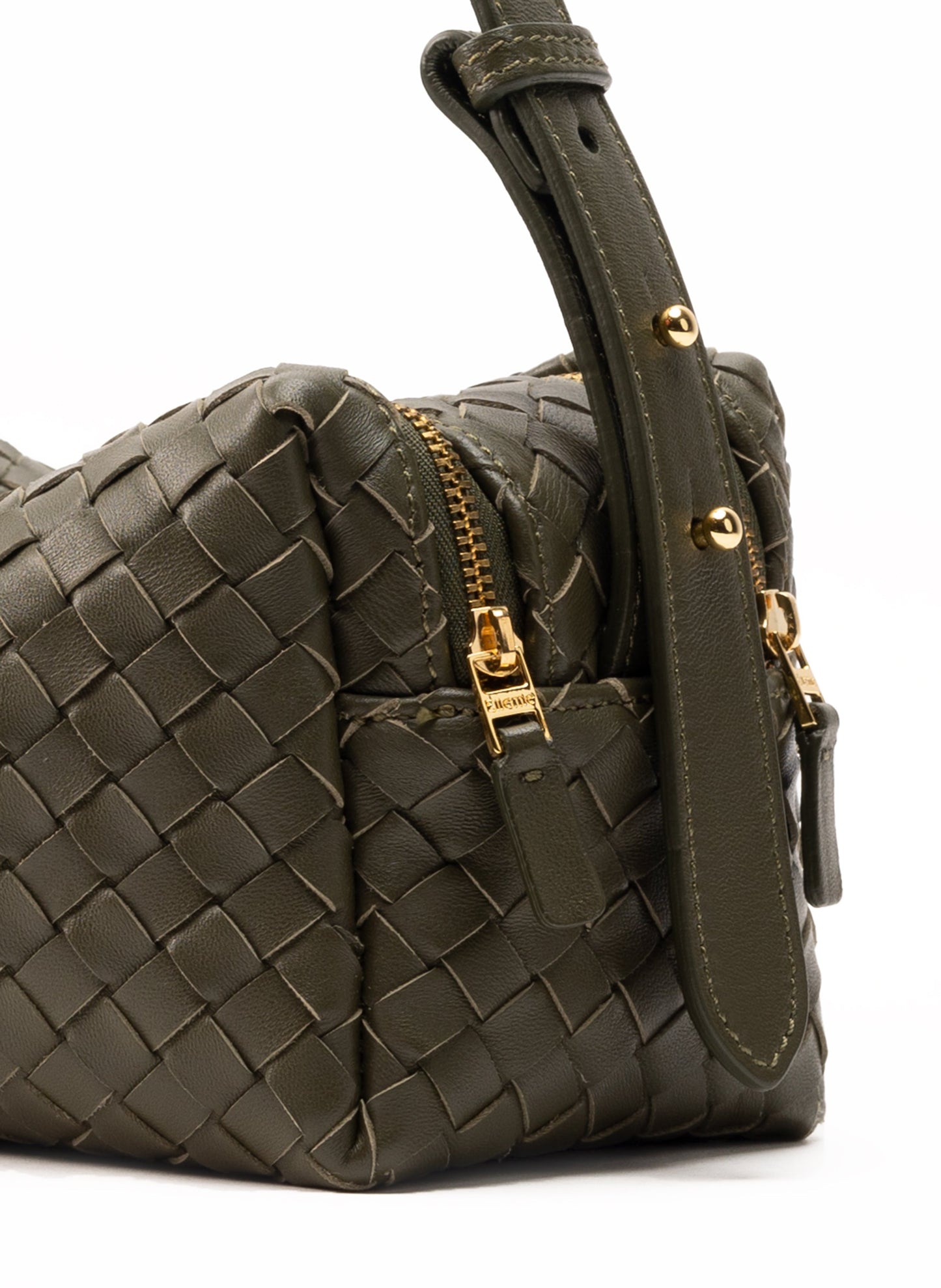 Trousse Woven Leather Olive Green